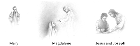 Mary, Magdalene, Jesus and Joseph prints